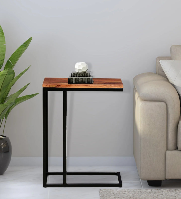 Metalico Solid Wood C Shaped Table