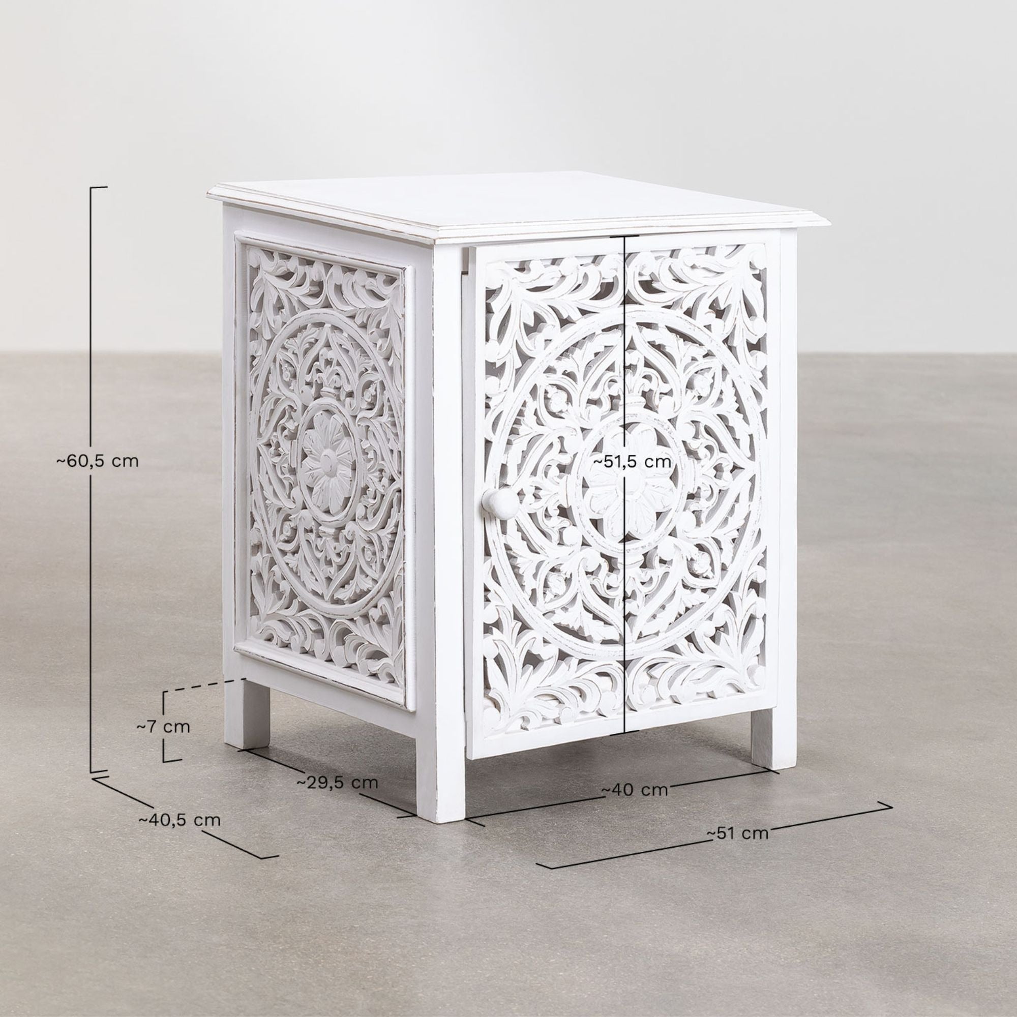 Saone Solid Wood Bedside Table | White