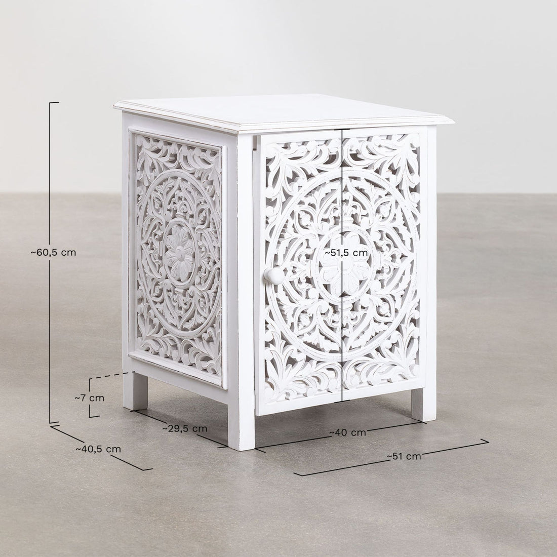 Saone Solid Wood Bedside Table | White