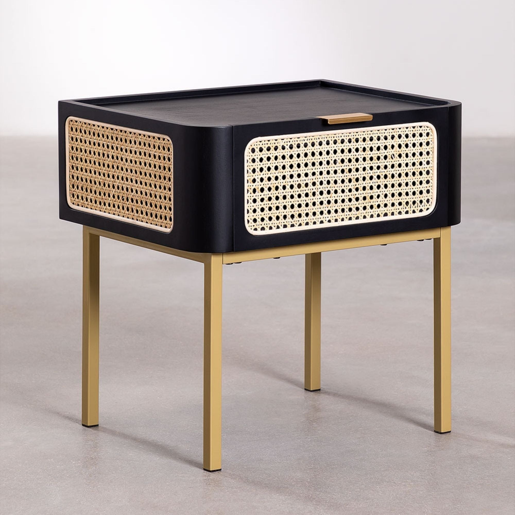 Mersina Solid Wood Bedside Table | Black