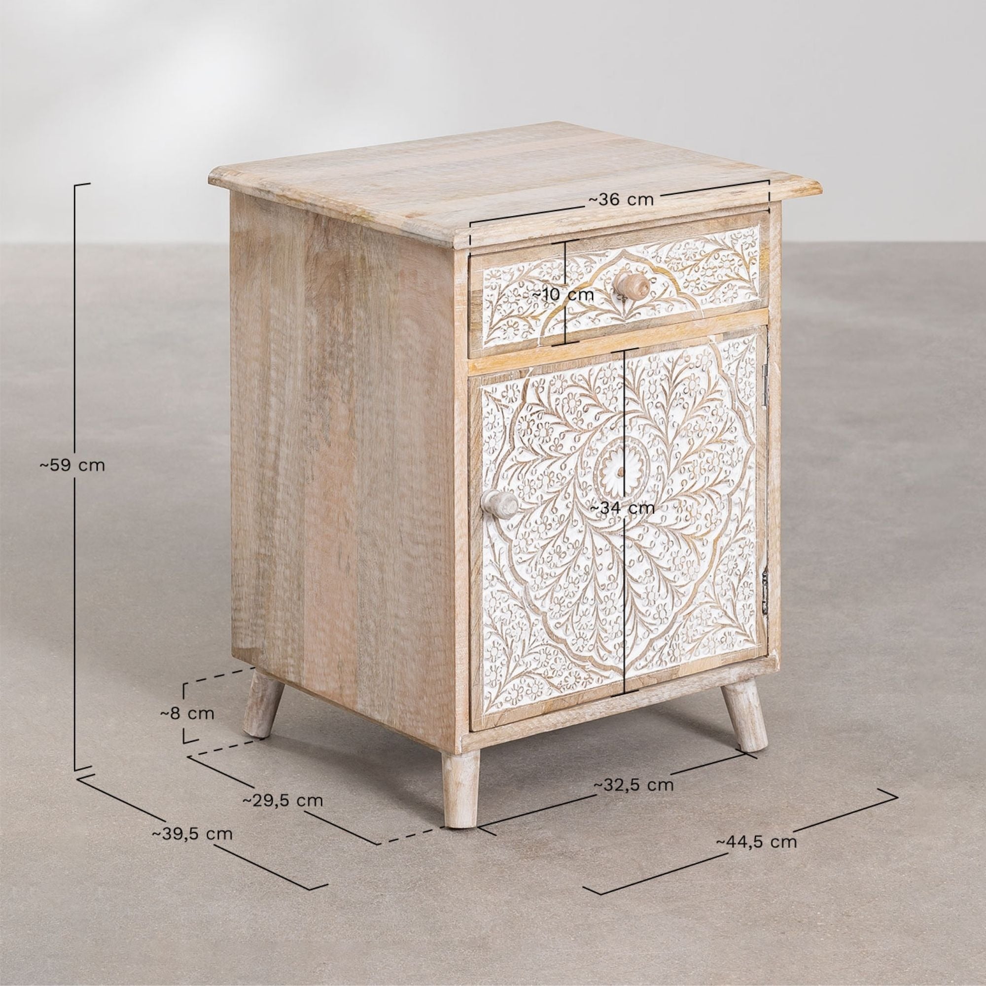 Royan Solid Wood Bedside Table | Natural