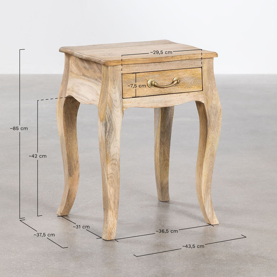 Odic Solid Wood Bedside Table | Natural