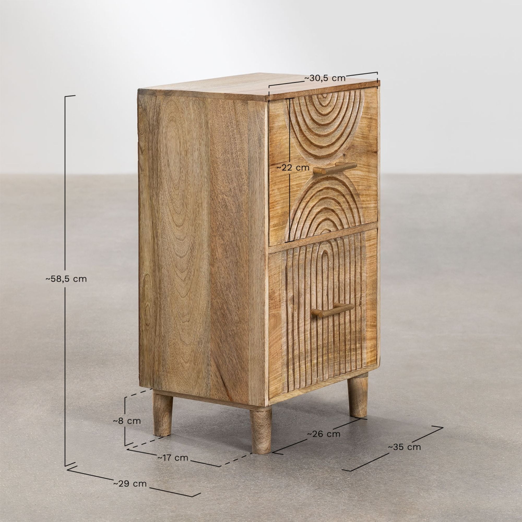 Sarria Solid Wood Bedside Table | Natural