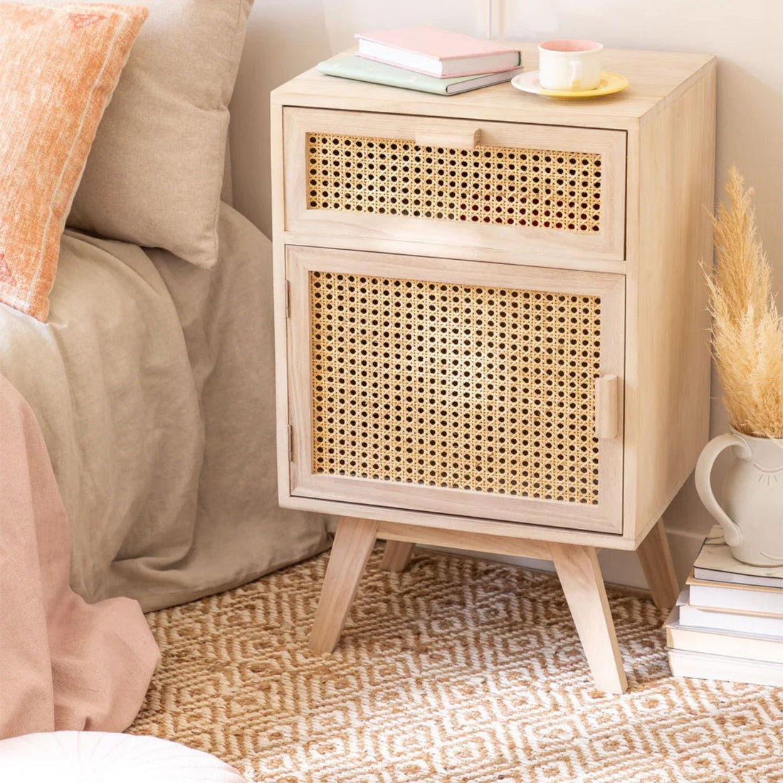 Ribaldeo Solid Wood Bedside Table | Natural