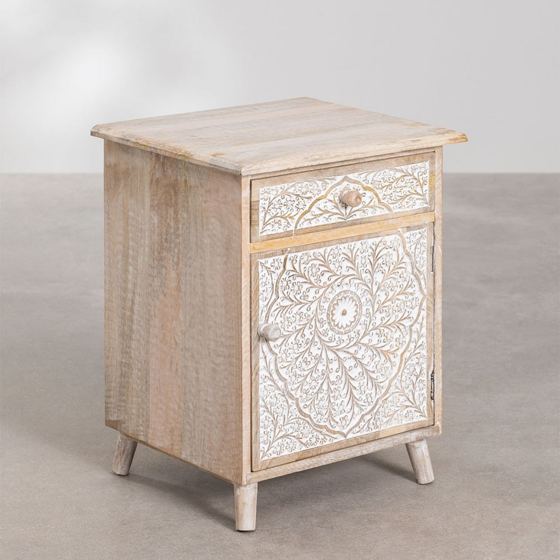 Royan Solid Wood Bedside Table | Natural