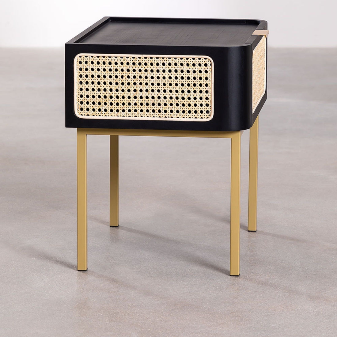 Mersina Solid Wood Bedside Table | Black