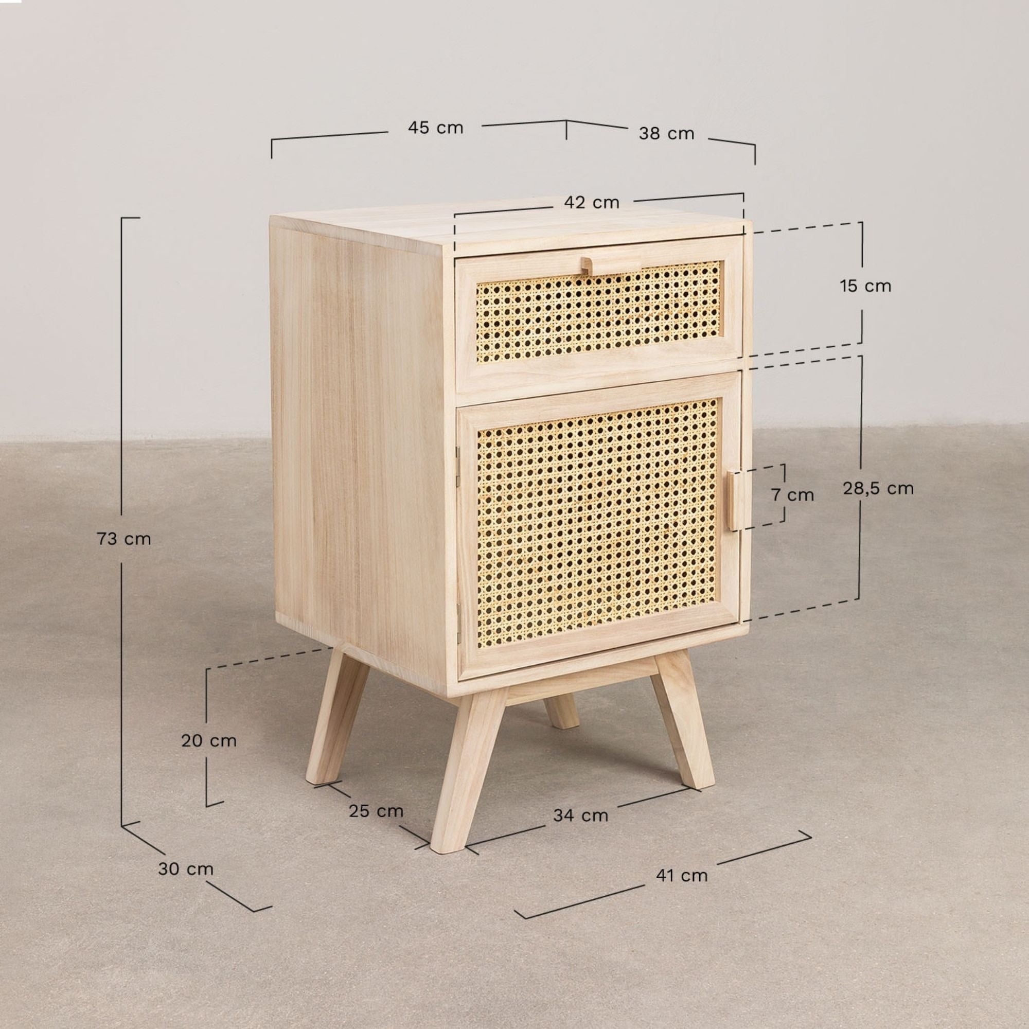 Ribaldeo Solid Wood Bedside Table | Natural