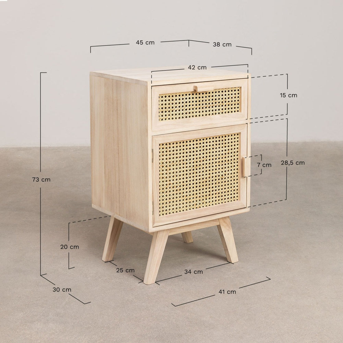 Ribaldeo Solid Wood Bedside Table | Natural