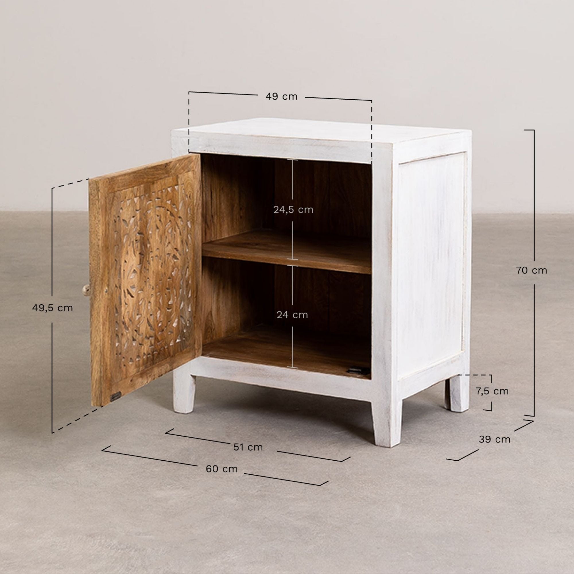 Nueva Solid Wood Bedside Table | White