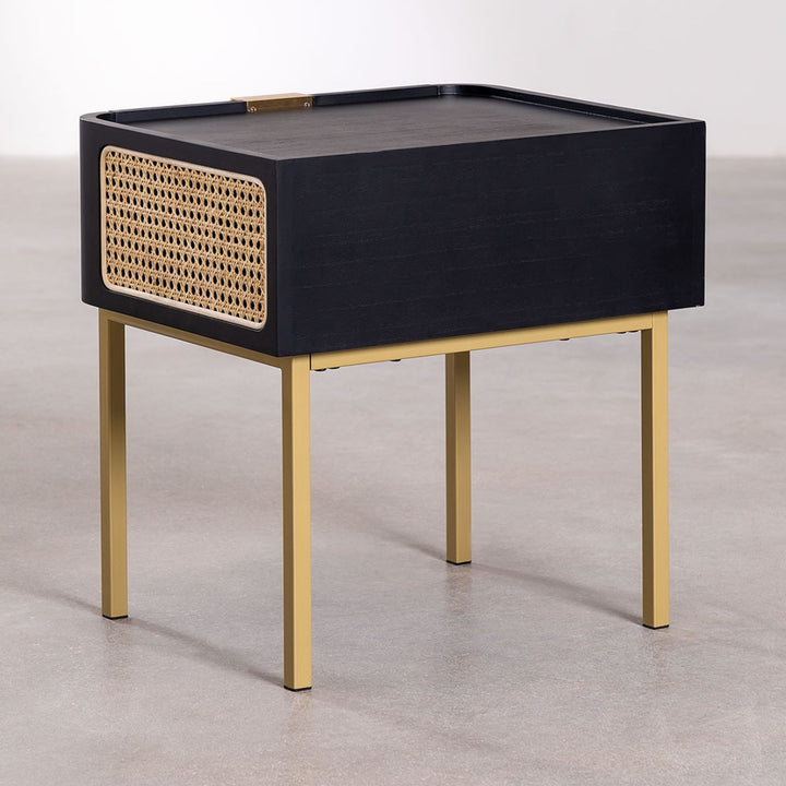 Mersina Solid Wood Bedside Table | Black