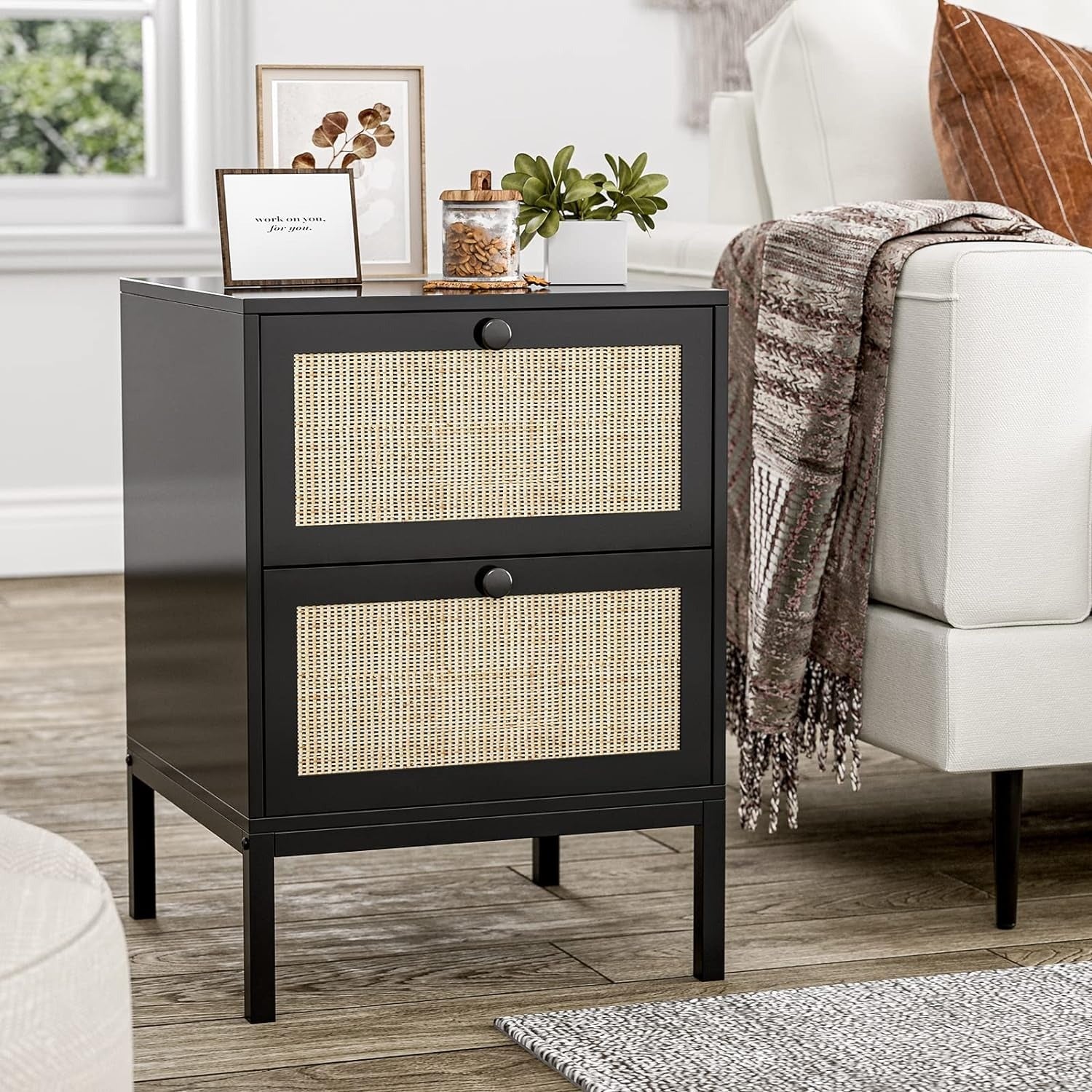 Rattan Nightstand Set of 2