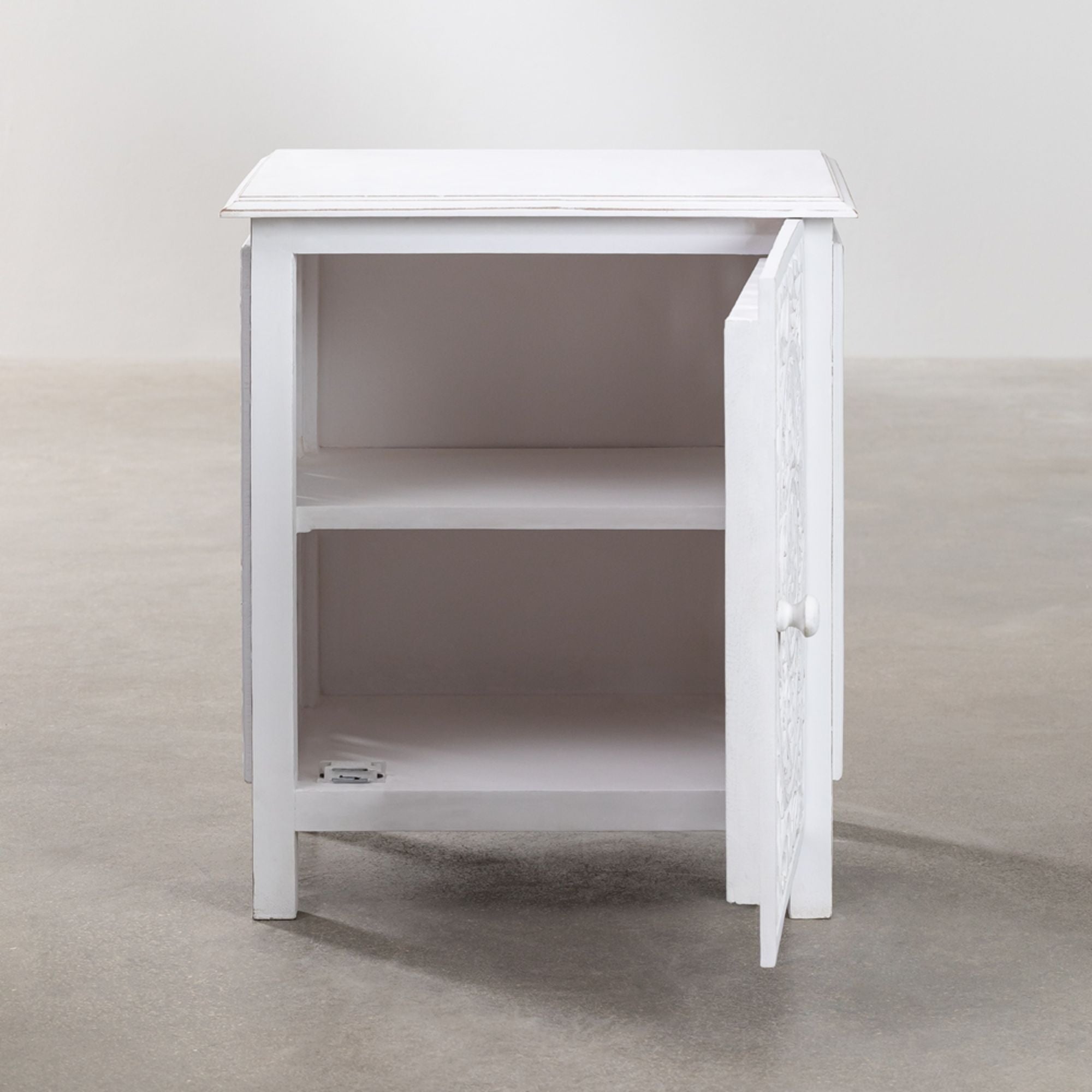 Saone Solid Wood Bedside Table | White