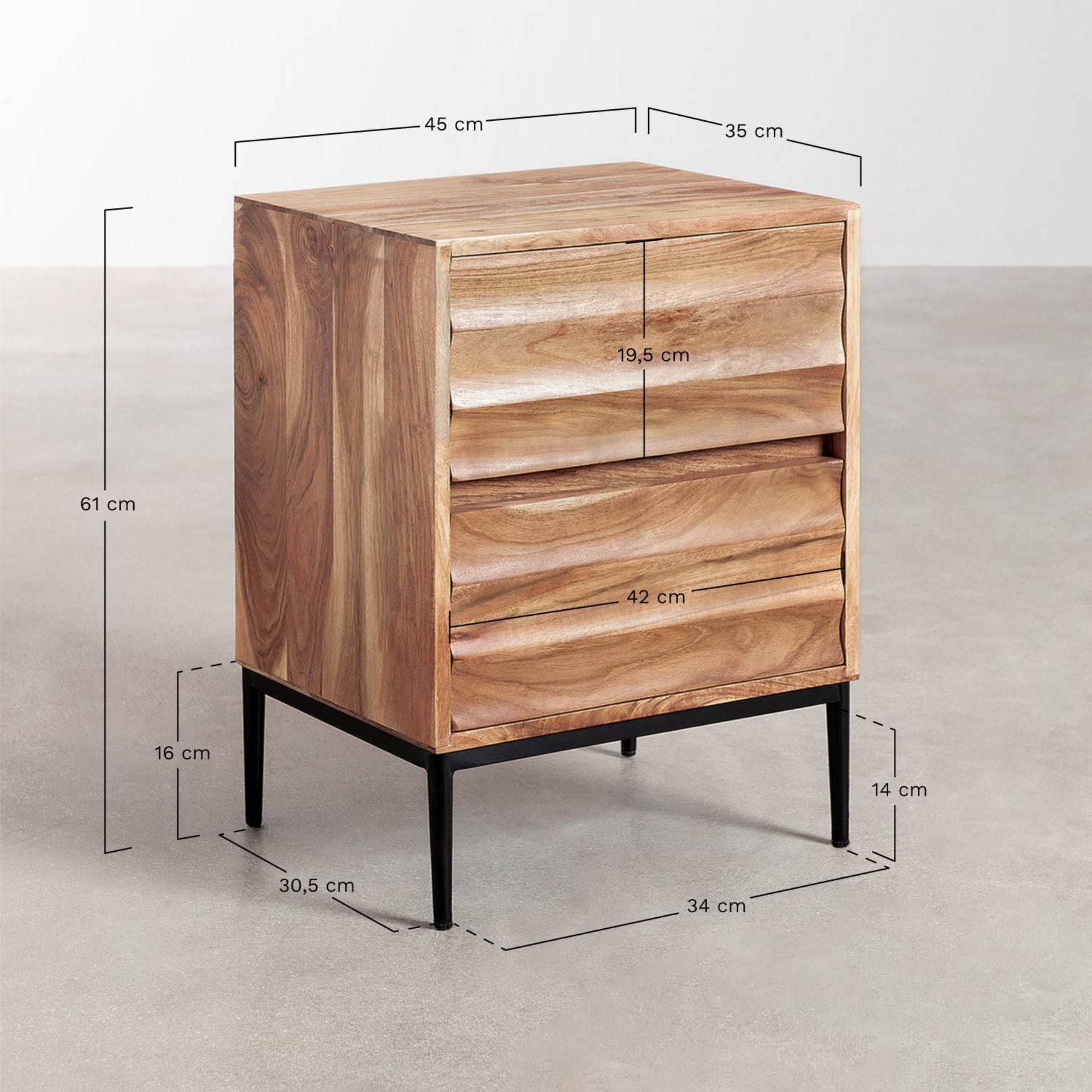 Noreia Solid Wood Bedside Table | Natural