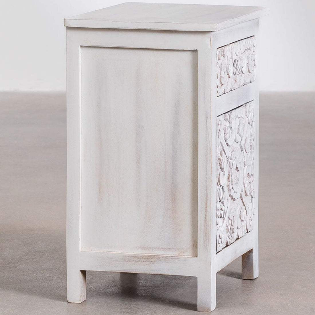 Miami Solid Wood Bedside Table | White