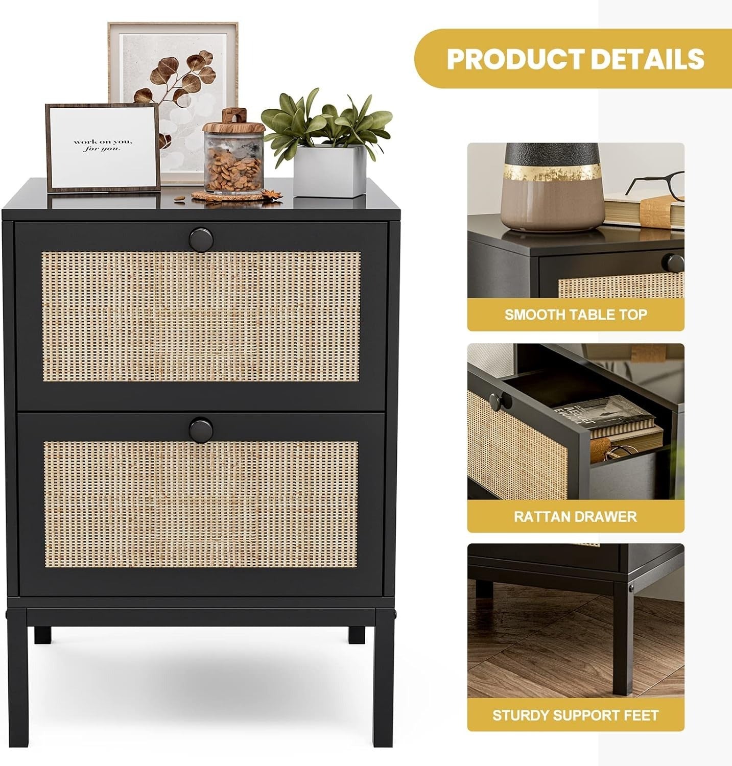 Rattan Nightstand Set of 2