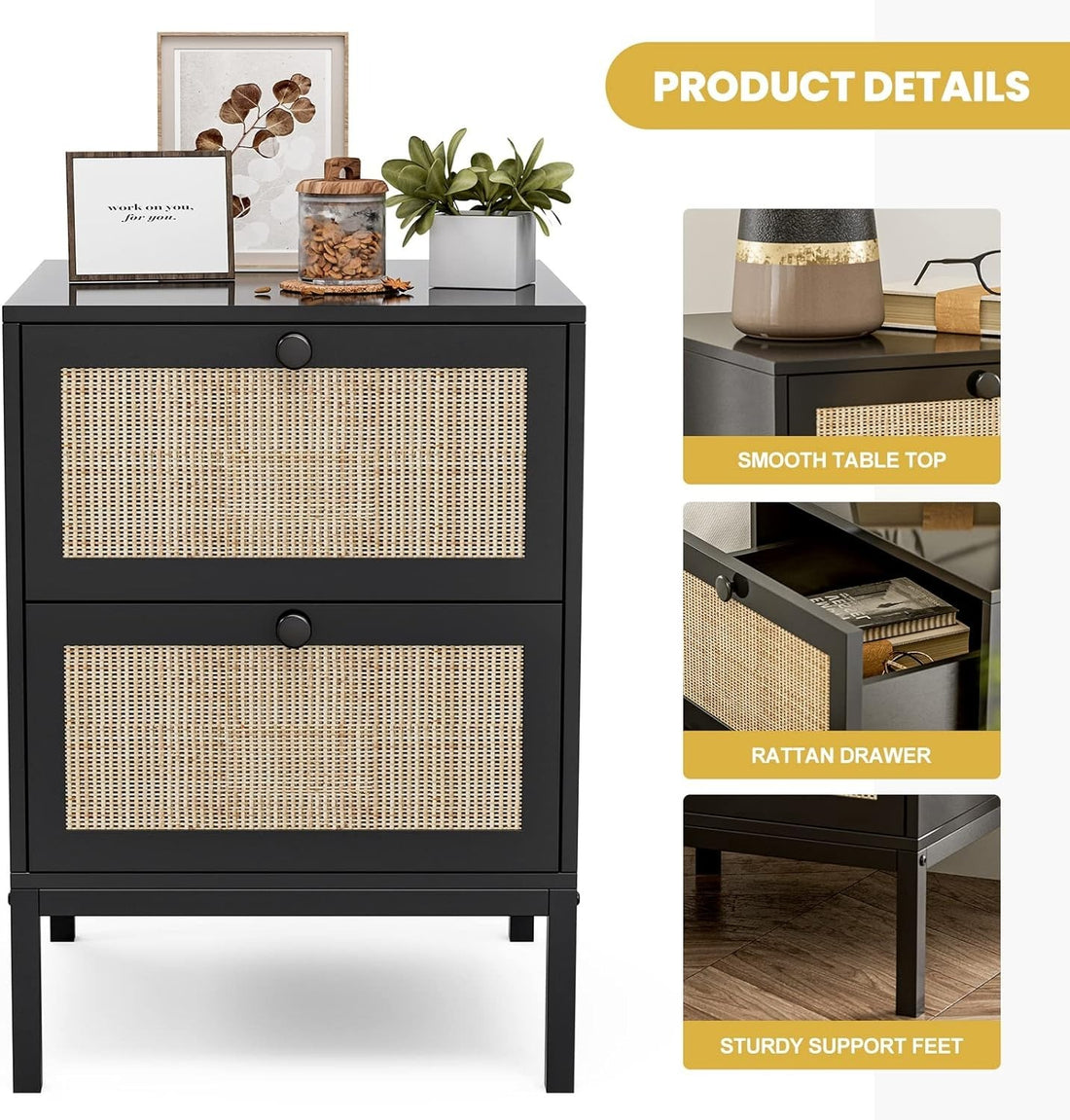 Rattan Nightstand Set of 2