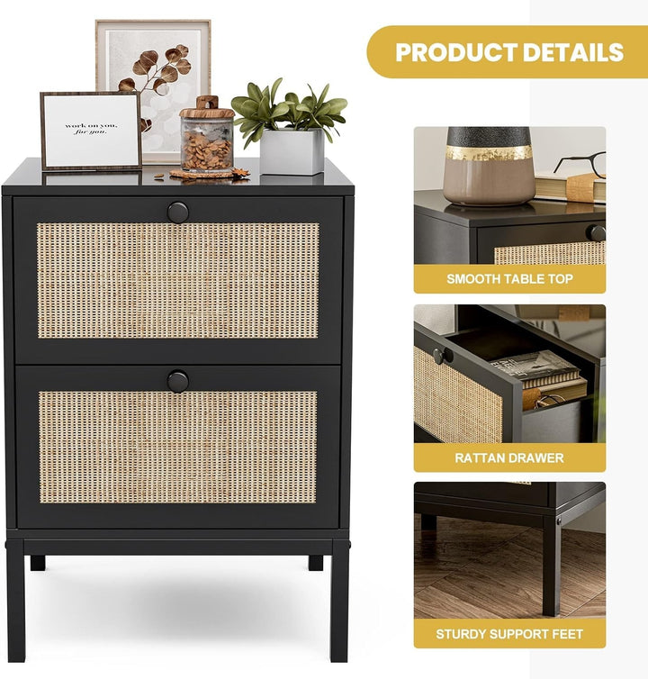 Rattan Nightstand Set of 2