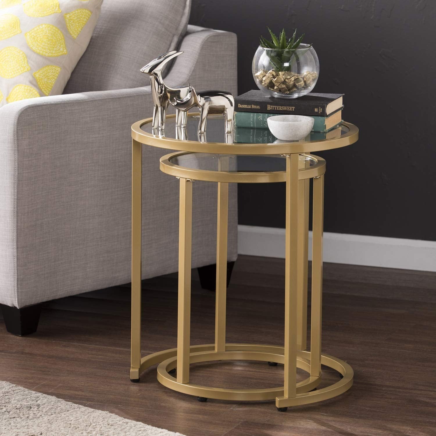 SEI Furniture Evelyn Glam Nesting 2-pc Set, Side Table, Gold