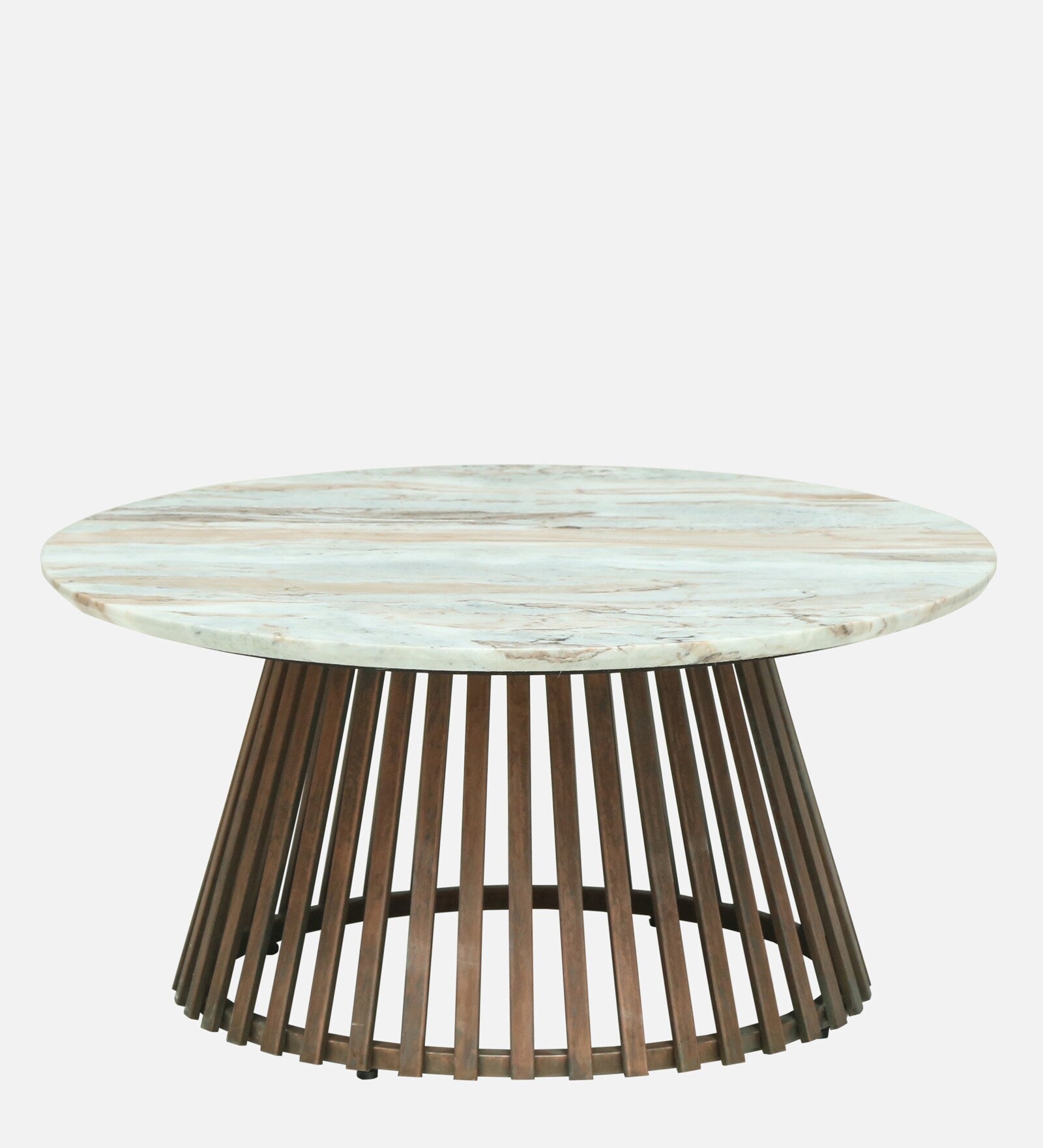 Izegem Metal Coffee Table With Sawar Marble Top In Antique Copper Finish