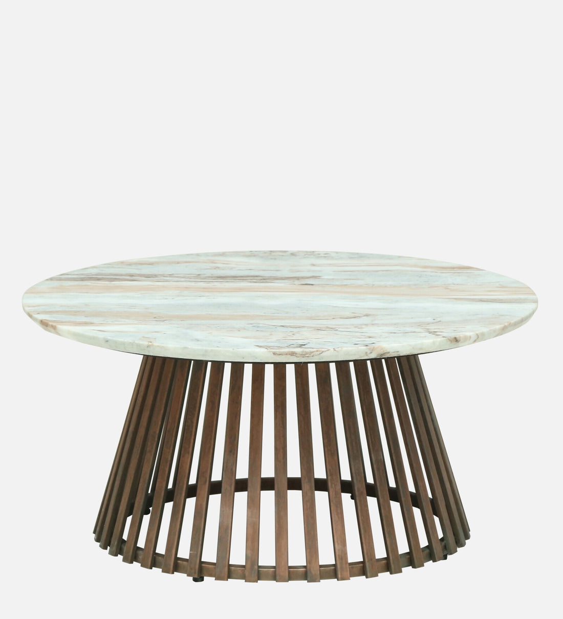 Izegem Metal Coffee Table With Sawar Marble Top In Antique Copper Finish