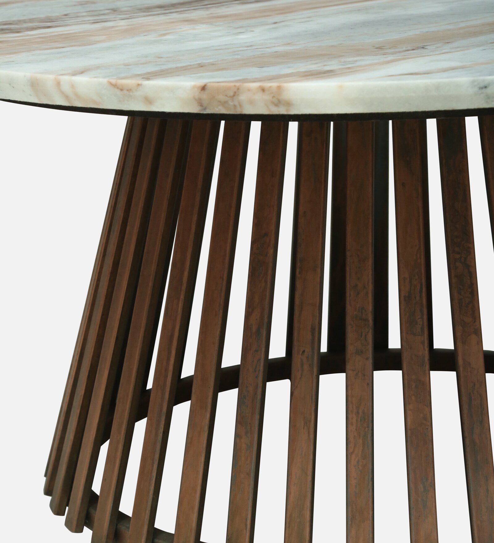 Izegem Metal Coffee Table With Sawar Marble Top In Antique Copper Finish