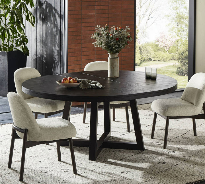 Jenny Round Reclaimed Pine Wood Extendable Dining Table