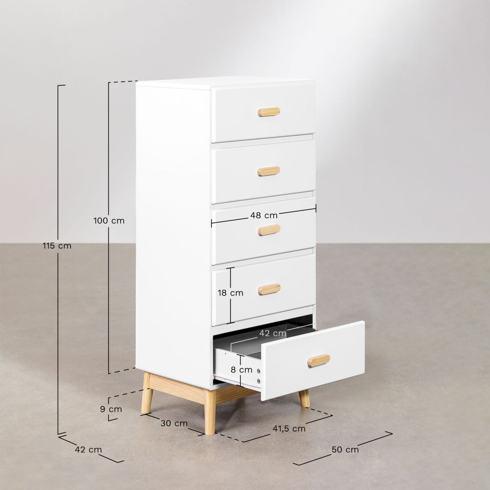 Kuchl Solid Wood Chest of Drawer | White