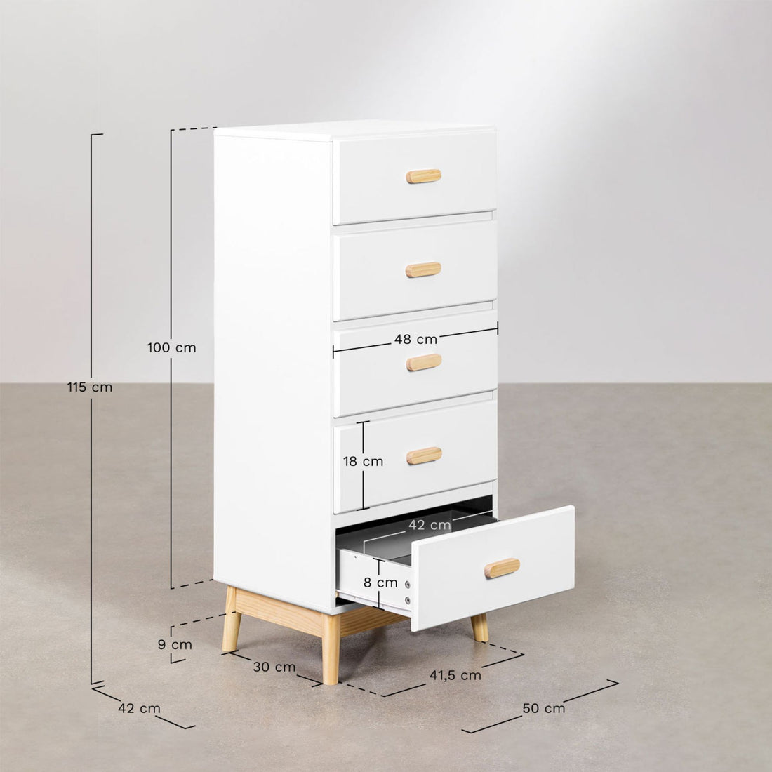 Kuchl Solid Wood Chest of Drawer | White