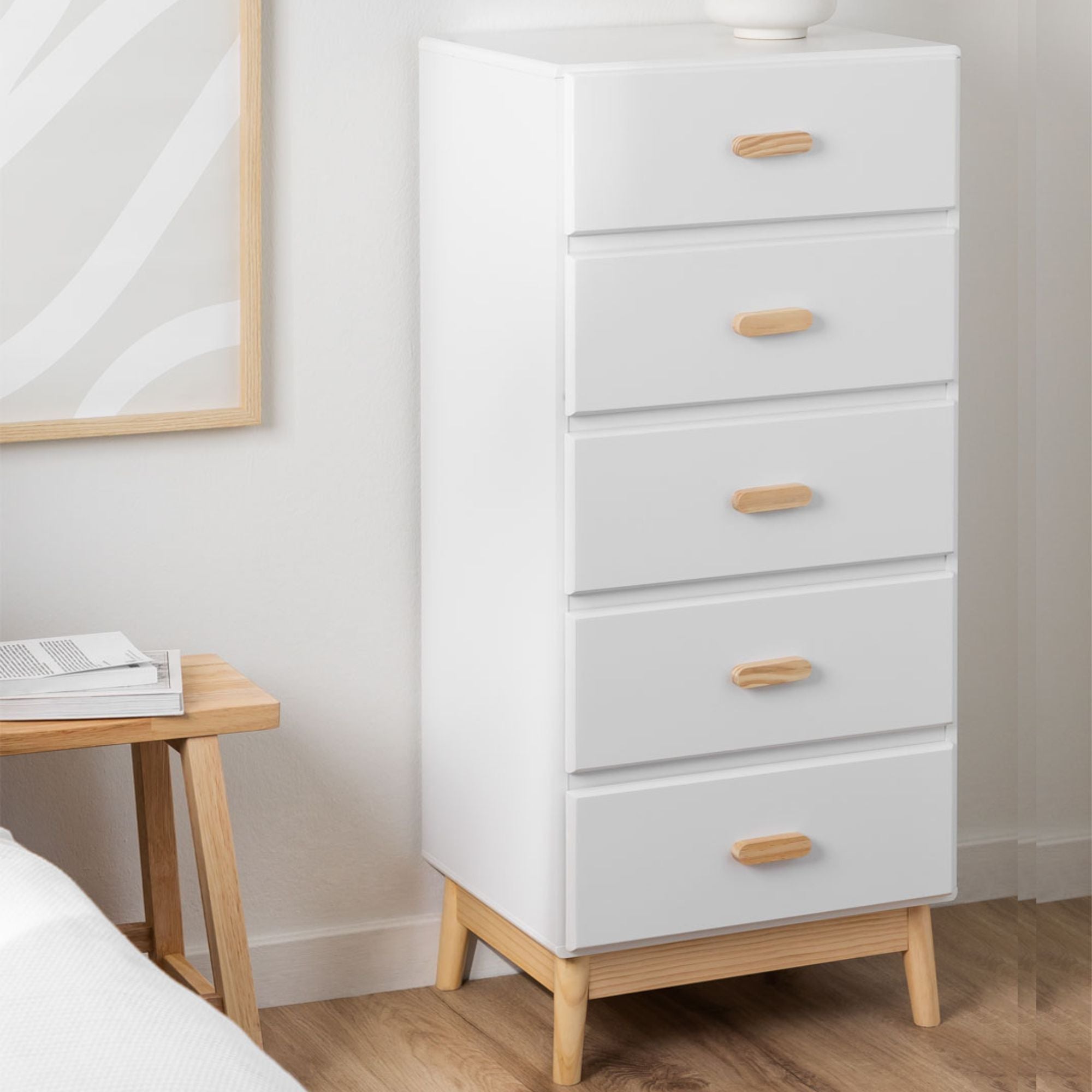 Kuchl Solid Wood Chest of Drawer | White