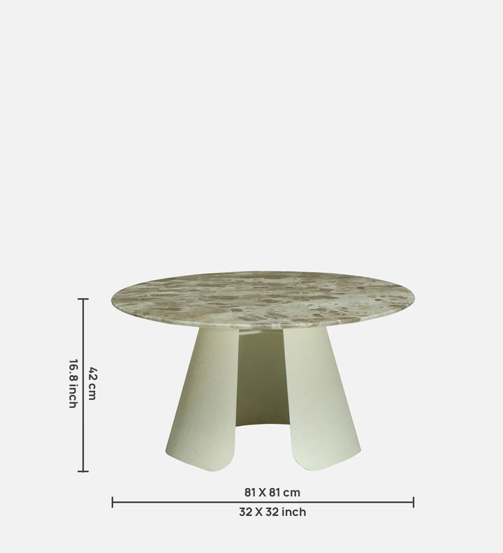 Lisieux Metal Coffee Table With Panther Marble Top In Off White Finish