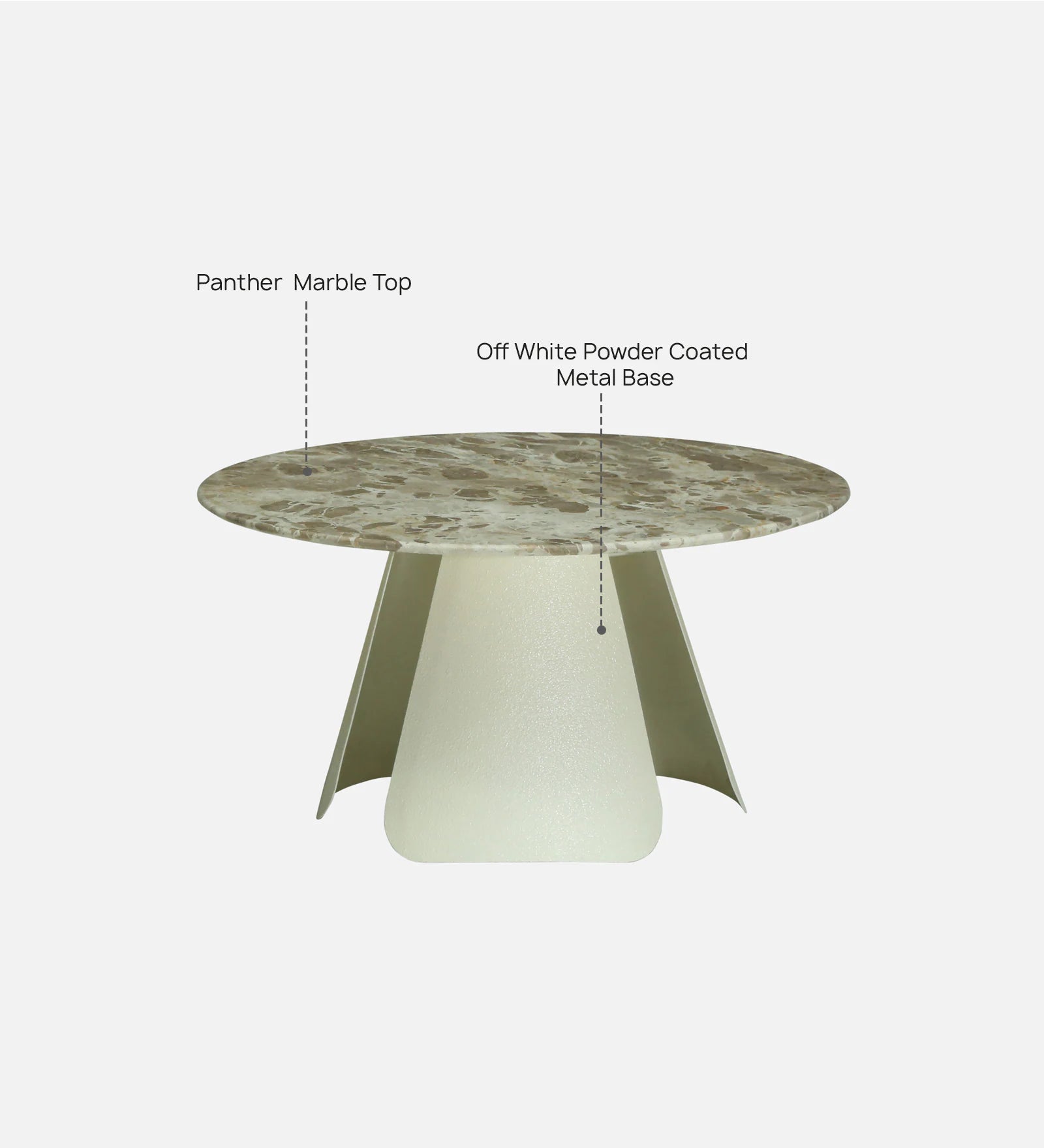 Lisieux Metal Coffee Table With Panther Marble Top In Off White Finish