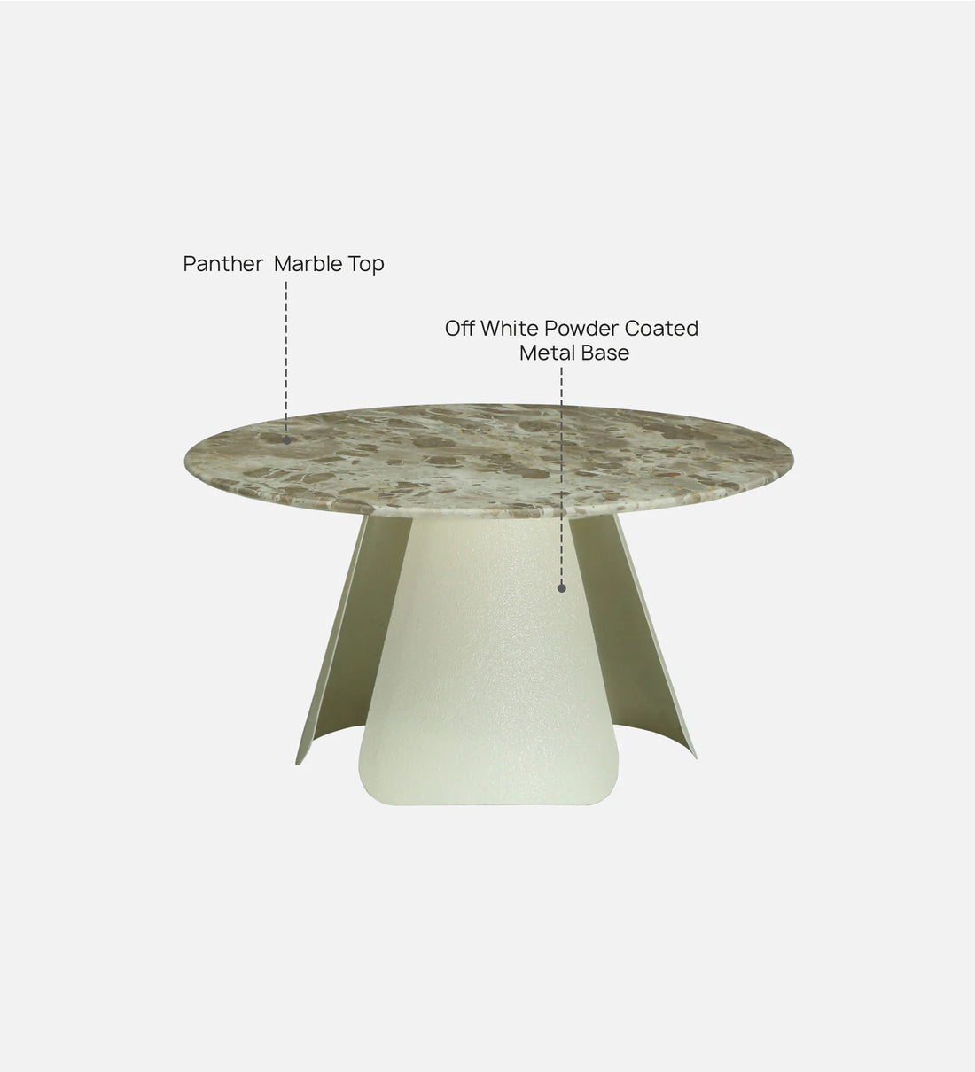 Lisieux Metal Coffee Table With Panther Marble Top In Off White Finish