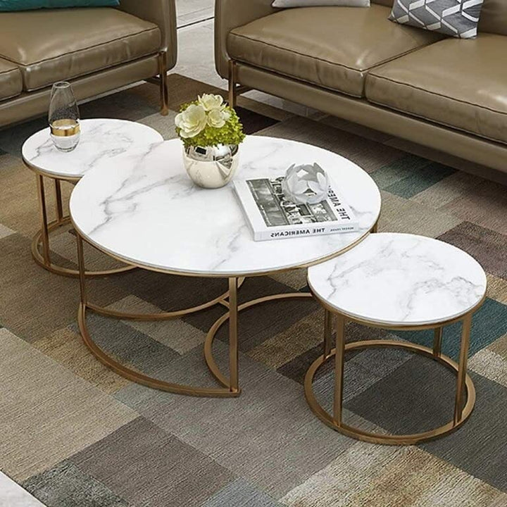 Marble Top Coffee Table | Metal Frame  | Gold