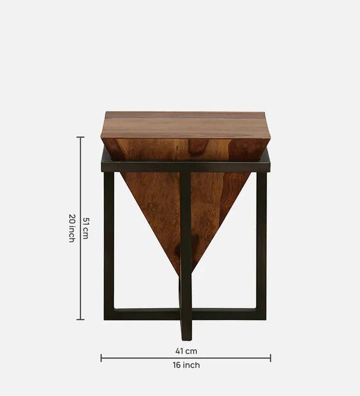 Sheesham Wood Metal Square Coffee Table Provincial Teak Finish