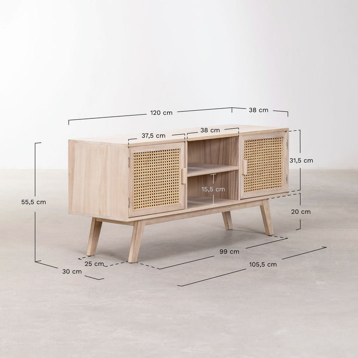 Cera Solid Wood TV Cabinet | Natural