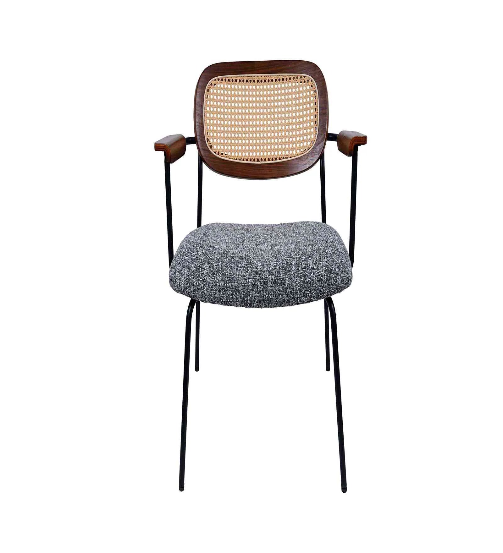 Rattan Cane Metallic Dining Chair With Terkish Fabric