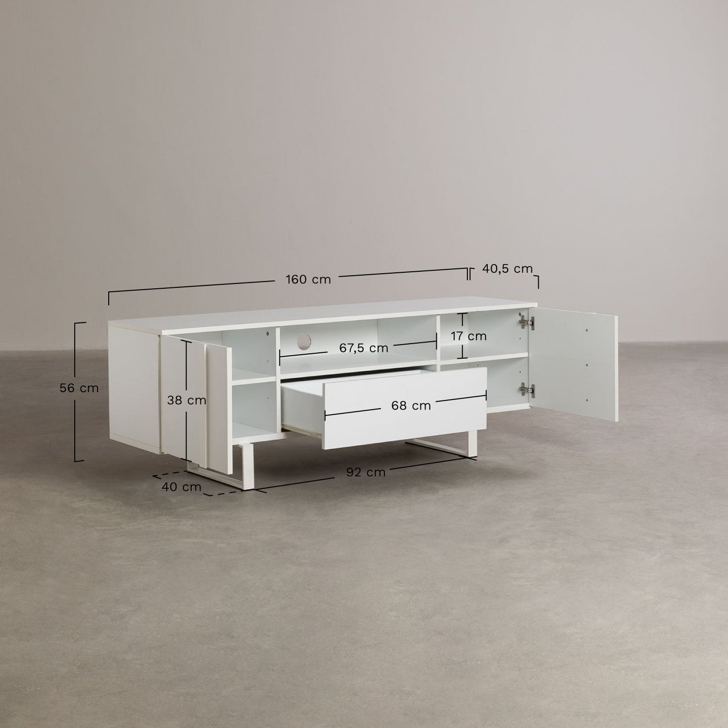 Agri Solid Wood TV Unit | White