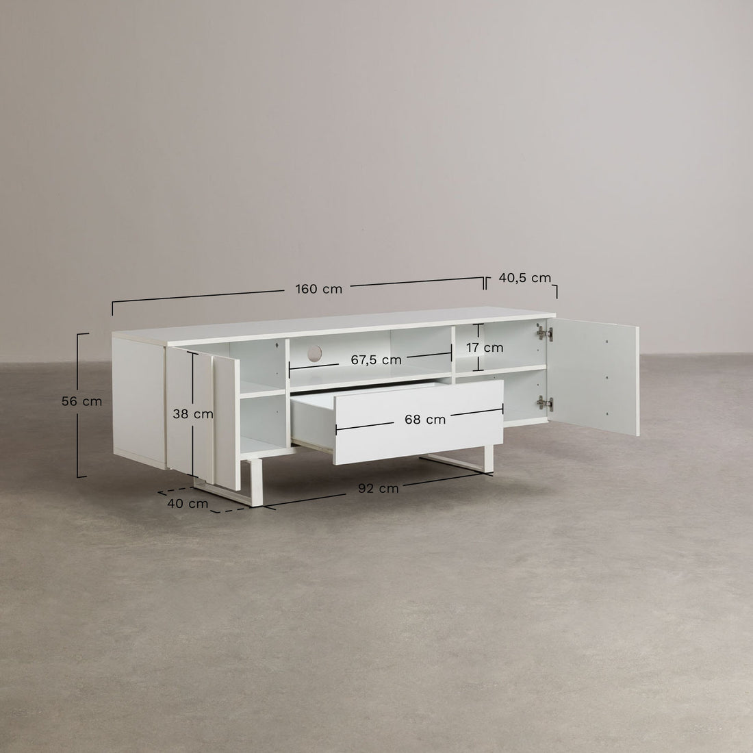 Agri Solid Wood TV Unit | White