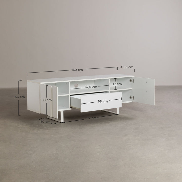 Agri Solid Wood TV Unit | White