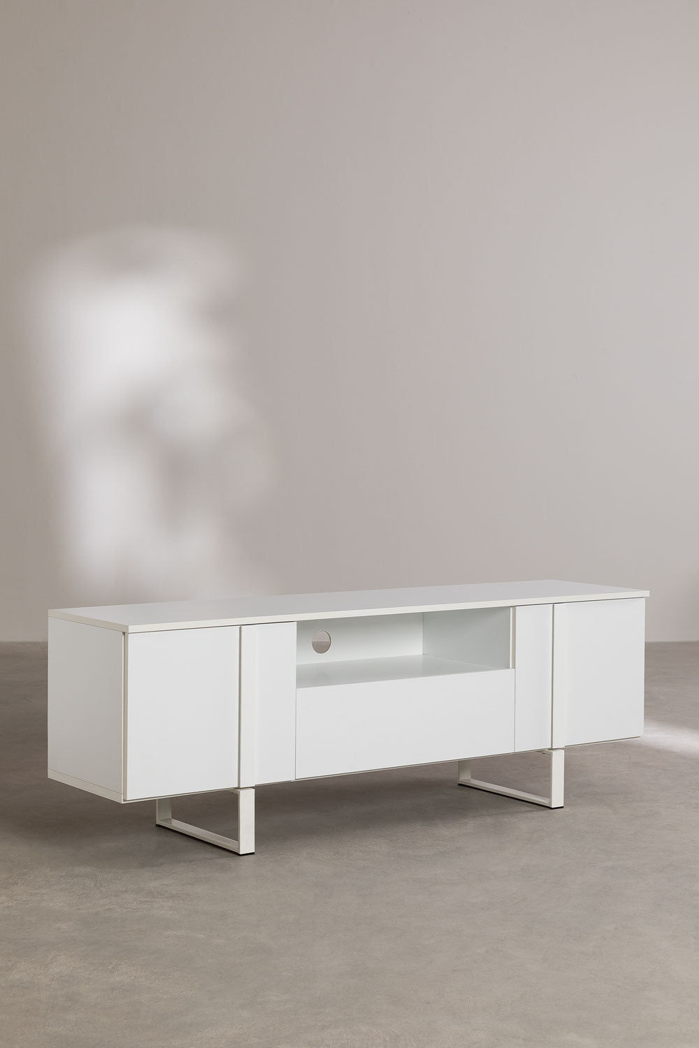 Agri Solid Wood TV Unit | White