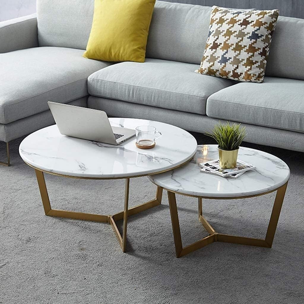 Marble Top Coffee Table | Metal Frame | Gold