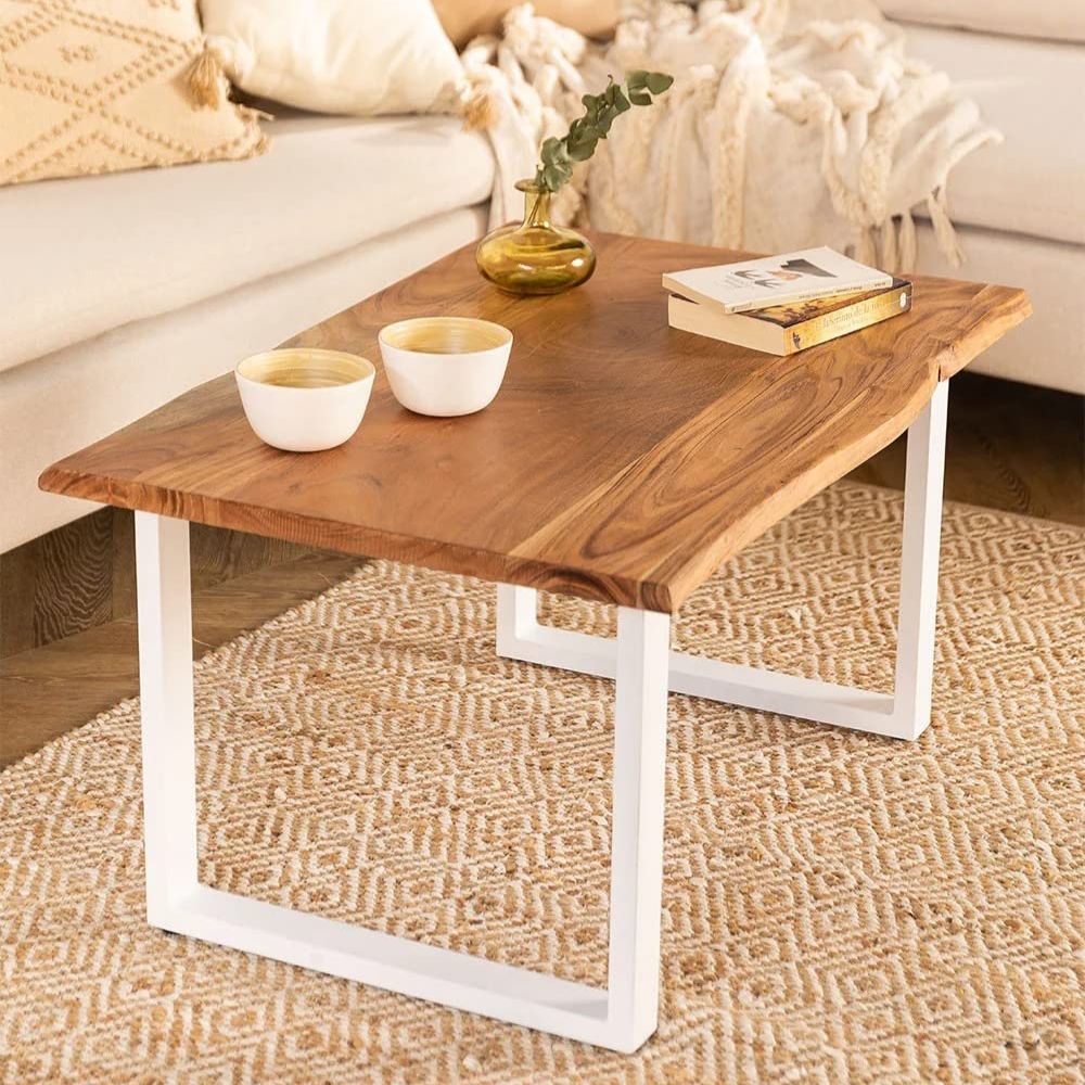 Wooden Top Coffee Table | White