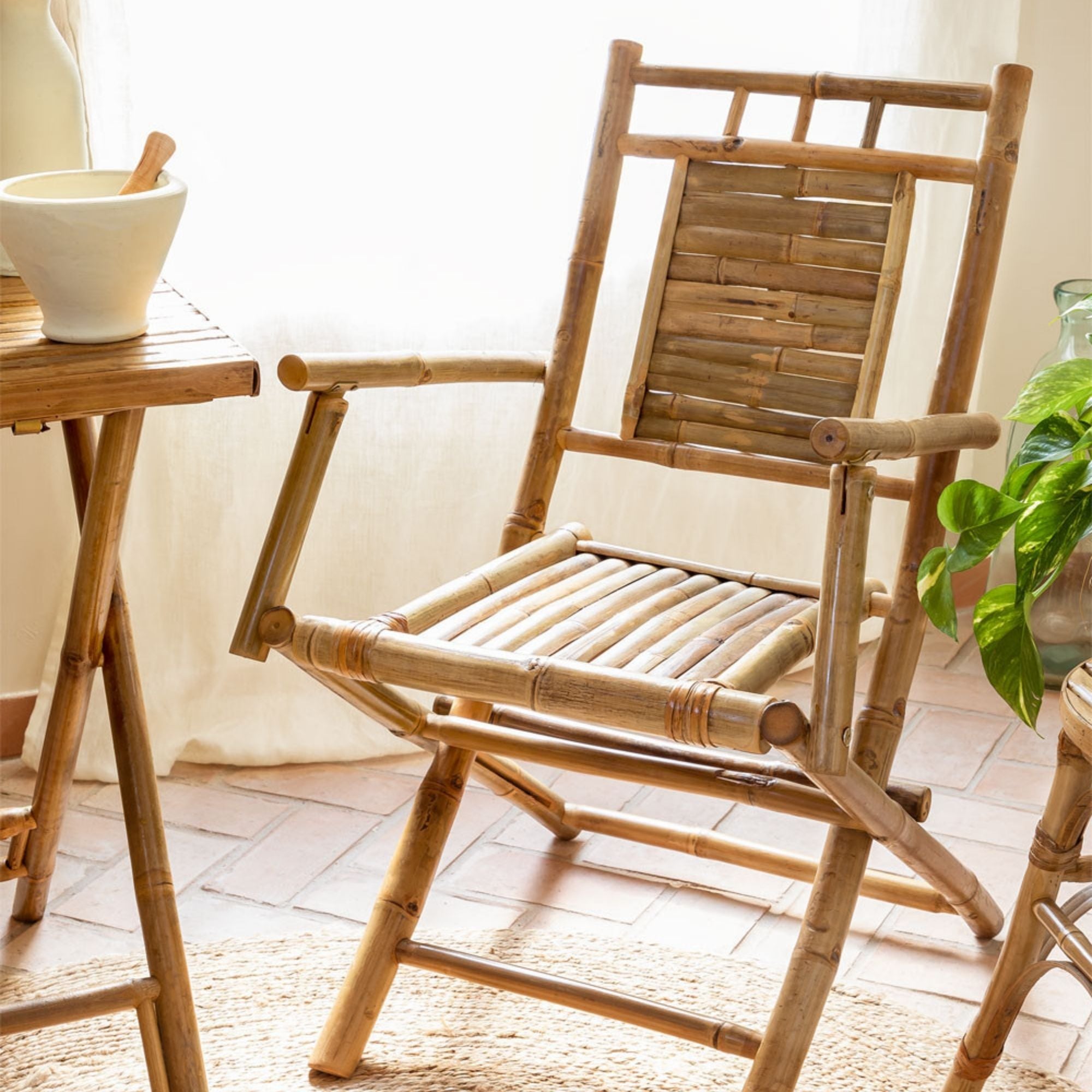 Ike Bamboo Foldable Solid Wood Chair | Natural